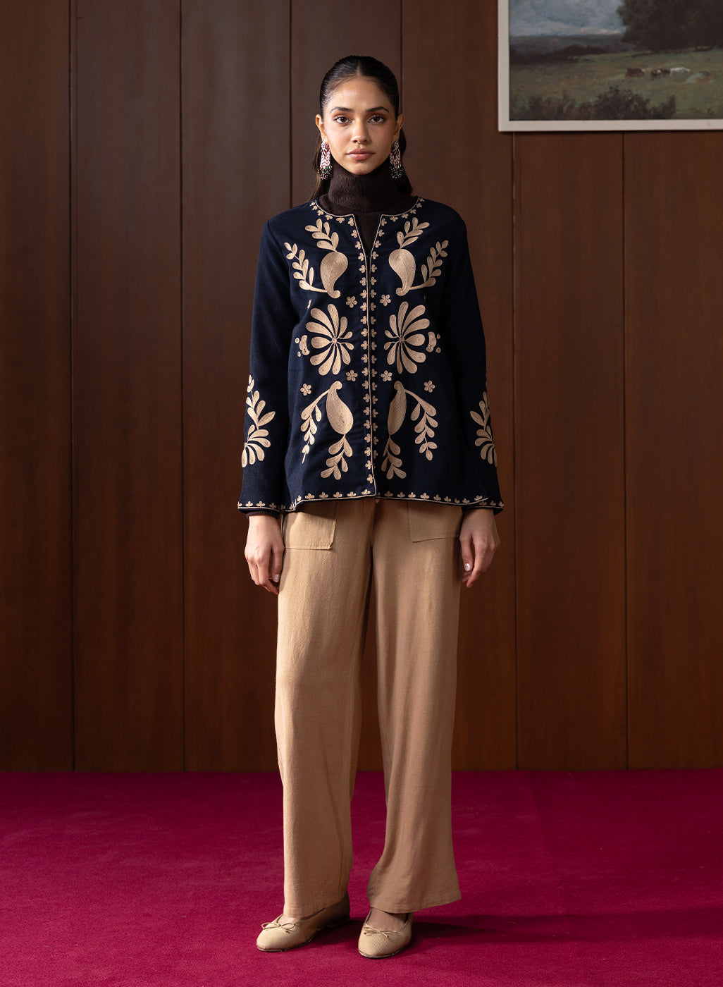 Niraaya Blue Emnroidered Cord Jacket