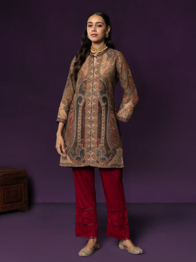 Aaraya Navy Printed Jamawar Kurta