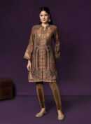 Aaraya Wine Printed Jamawar Kurta