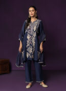 Aarvi Navy Floral Embroidered Suit Set with Dupatta