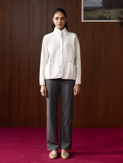 Ardelle Grey Fleece Collared Jacket