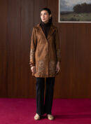 Calisse Camel Beige Embroidered Suede Coat