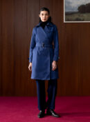 Neve Navy Suede A-line Coat