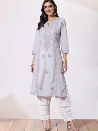 Sky Blue Embroidered Nargis Kurta