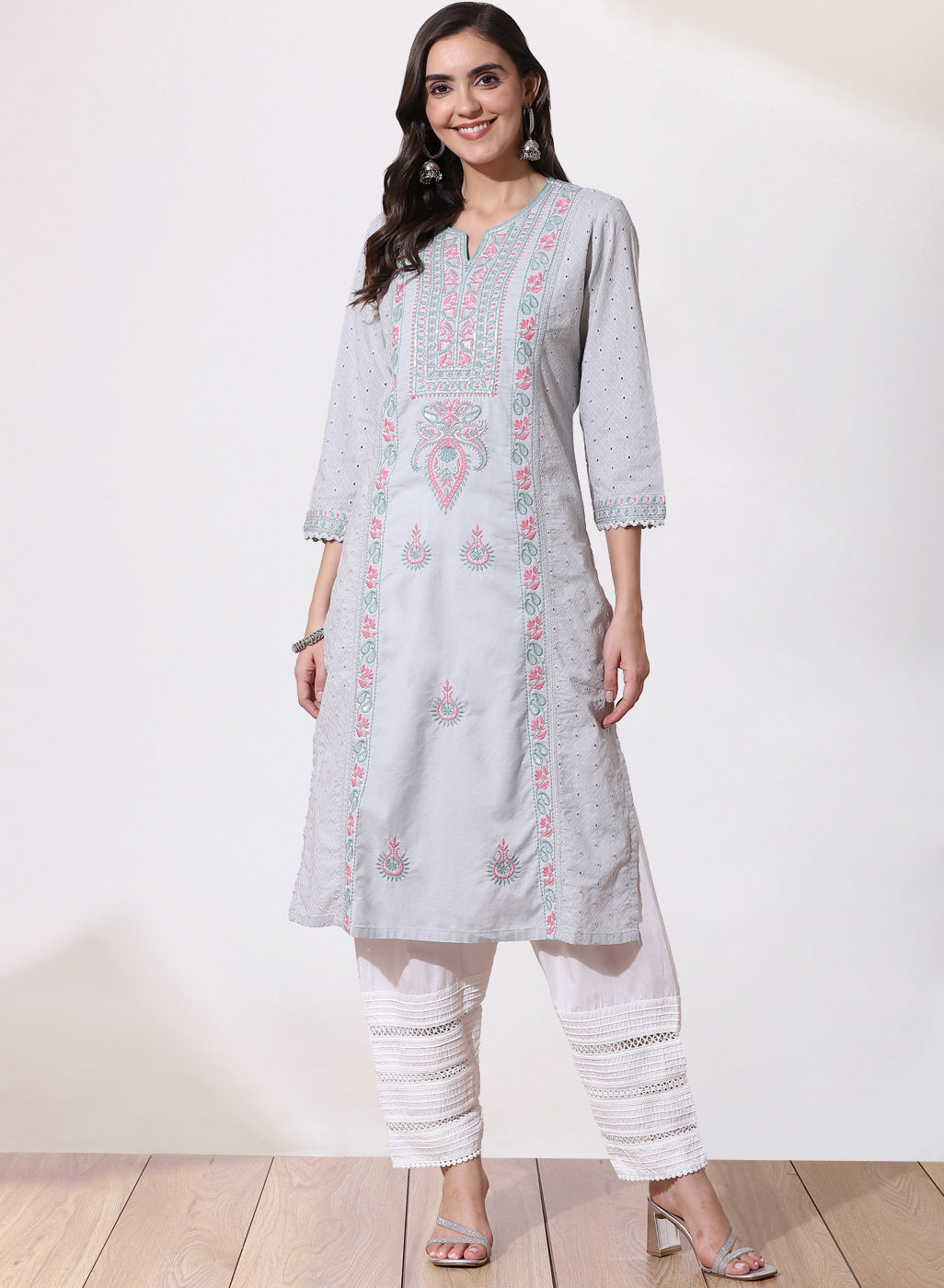 Sky Blue Embroidered Nargis Kurta