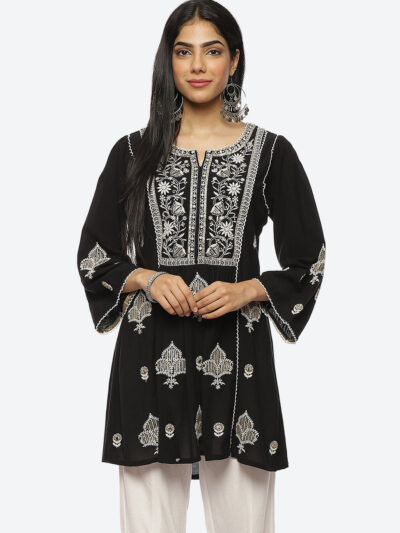 Black Nargis Collection Embroidered Tunic