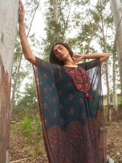 Forest Green Embroidered Nargis Kaftan