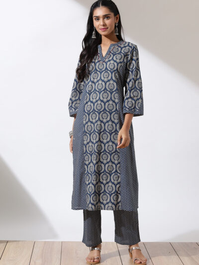 Moonlight Blue Printed Nargis Kurta Set
