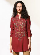 Burgundy Embroidered Nargis Kurti