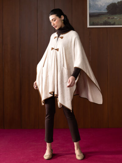 Elowen Pearl Ivory Wool Cape