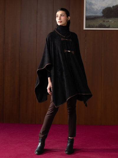 Elowen Black Wool Cape