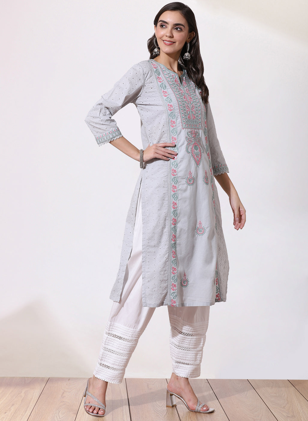 Sky Blue Embroidered Nargis Kurta - Image 3