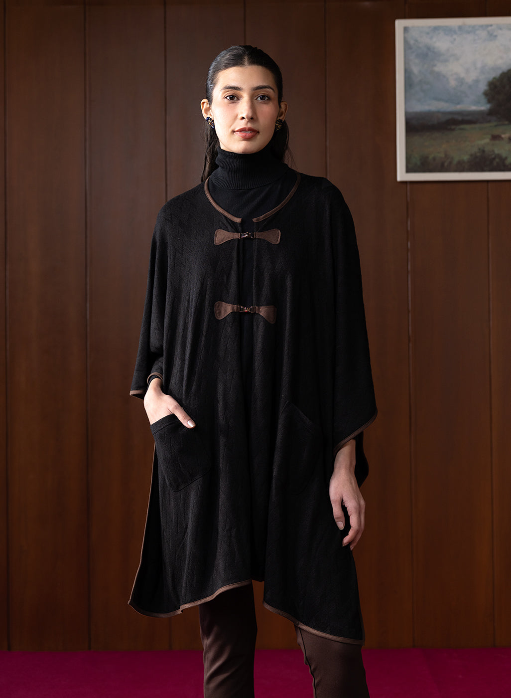 Elowen Black Wool Cape - Image 3