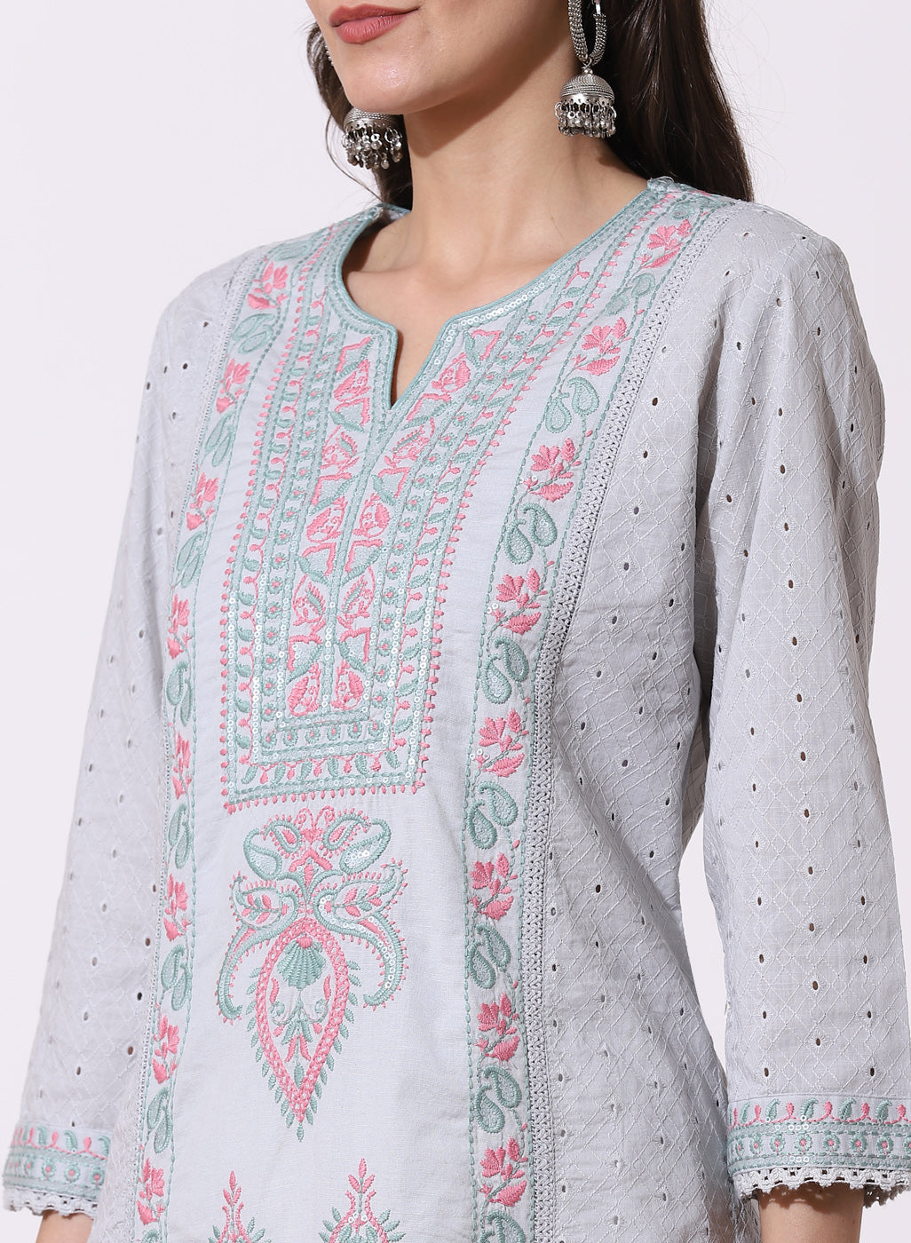 Sky Blue Embroidered Nargis Kurta - Image 6