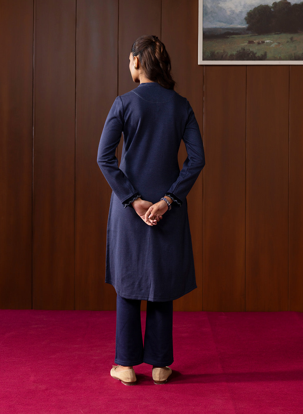 Saraya Navy Embroidered Straight Kurta - Image 6