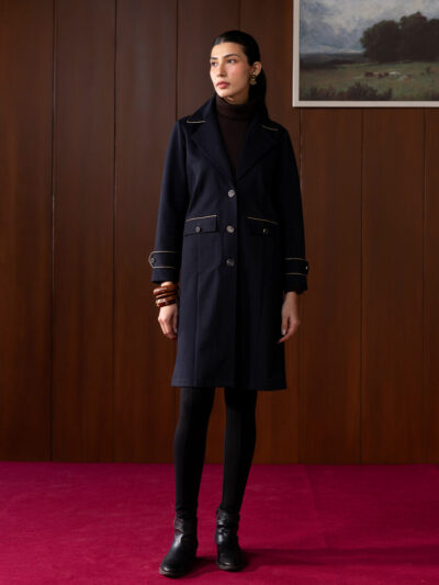 Athena Blue Wool Long Coat