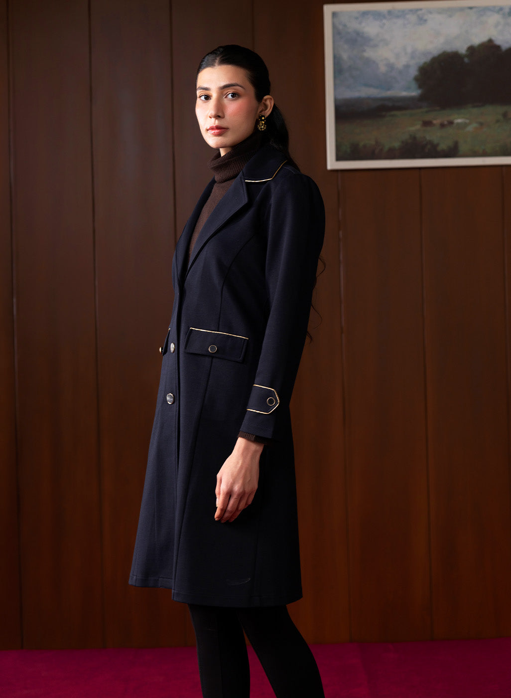 Athena Blue Wool Long Coat - Image 2