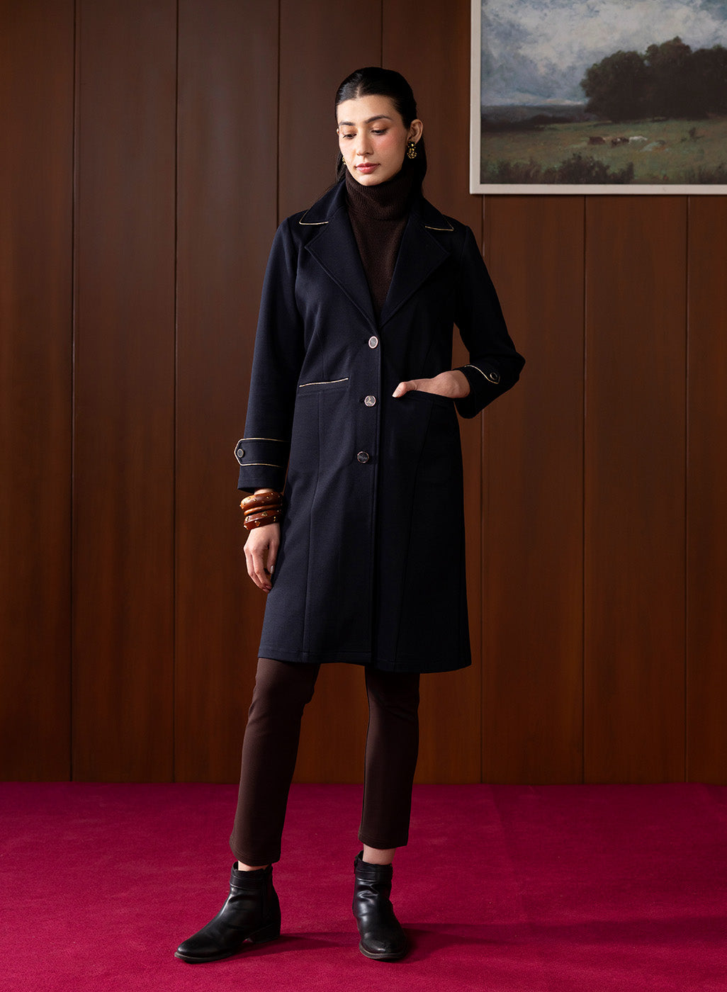 Athena Blue Wool Long Coat - Image 6