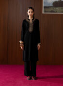 Mahveen Black Embroidered Wool Co-ord Set