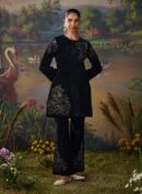 Tisya Black Embroidered Velvet Co-ord Set