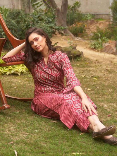 Maroon Printed Nargis Kurta Set