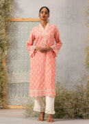 Peach Phool Collection Cotton Kurta