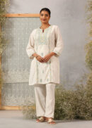 Pearl White Embroidered Nargis Kurta