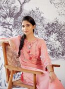 Pink Embroidered Straight-fit Cotton Co-ord Set